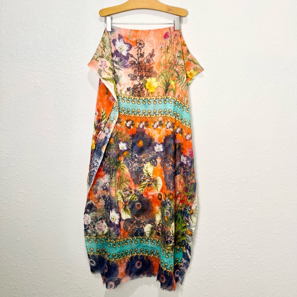 Shirin Sehan 100% Cashmere Scarf Floral Garden Flower Boho Print Lighweight